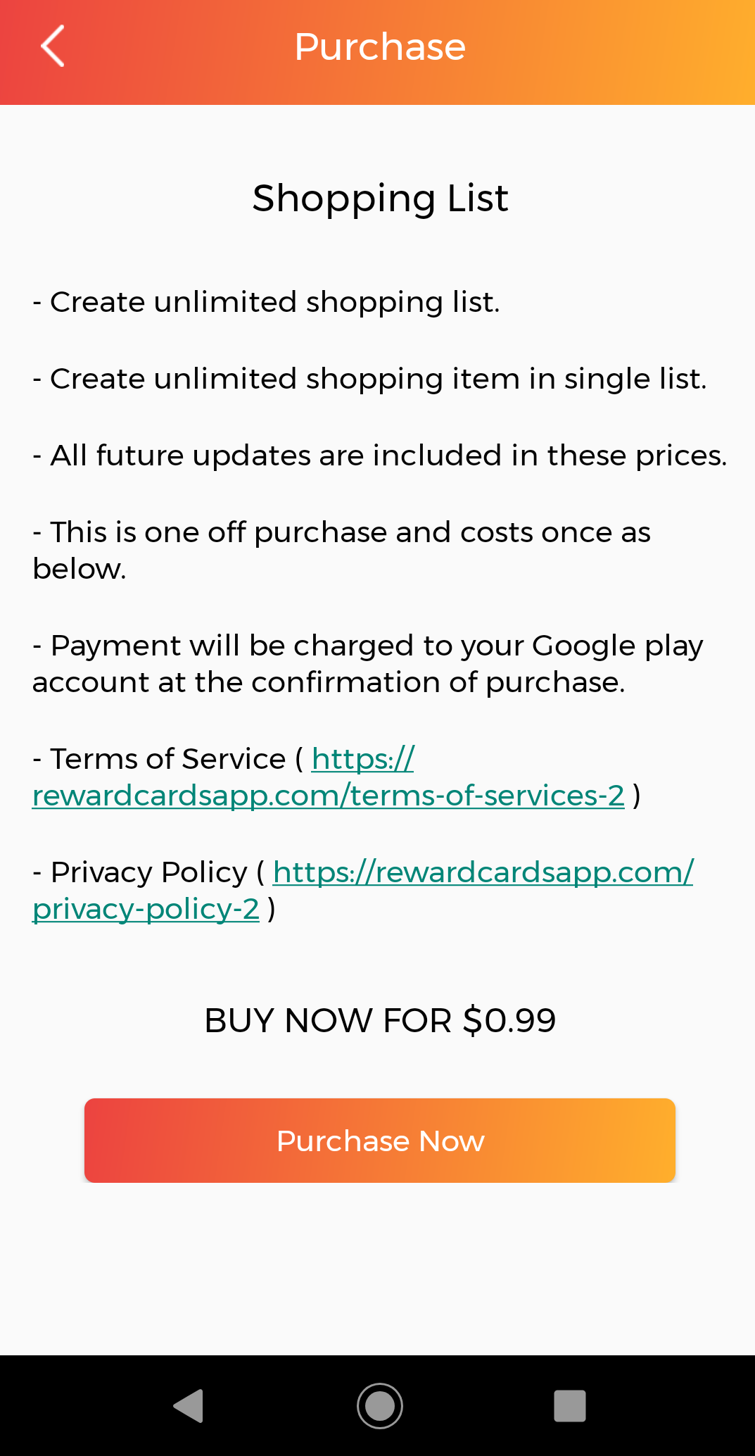 Store your Shopping List in Reward Cards App now! Reward Cards