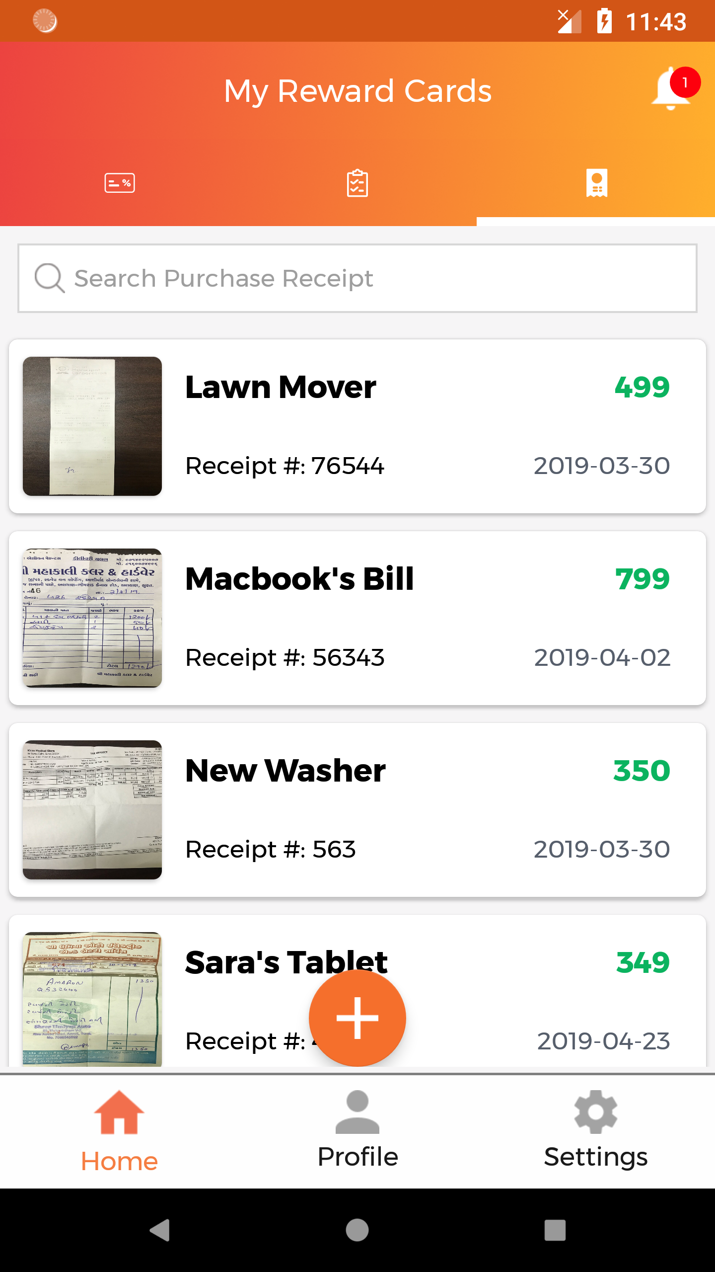 Store Your Purchase Receipts In Reward Cards App Reward Cards
